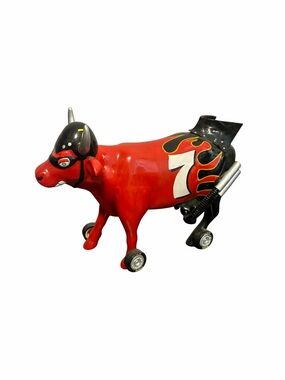 CowParade 2002 Stockcar Cow Figurine Red Racing Bull Number 7 Westland 7330